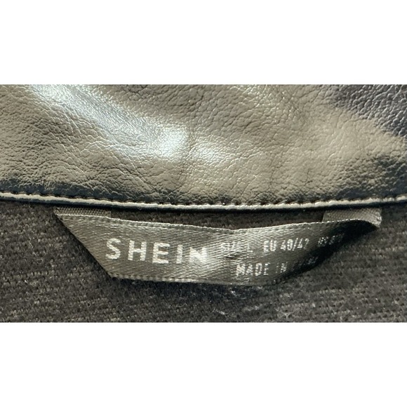 SHEIN L Moto Jacket Faux Leather Urban Streetwear Biker Goth Steampunk - Picture 8 of 10
